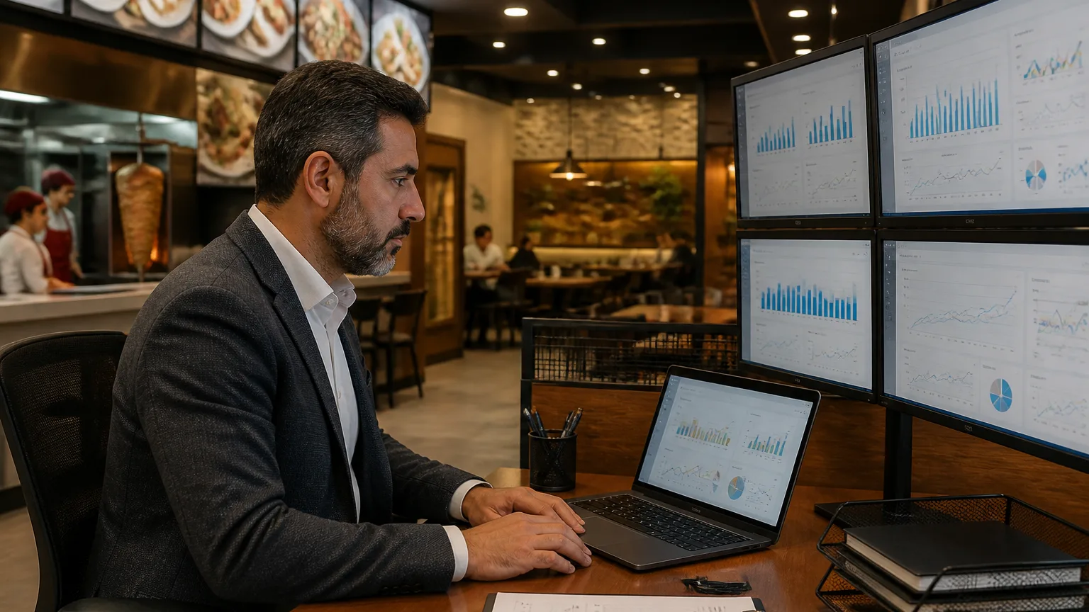 Türk fast-food restoranında dijital mutabakat kontrolü yapan işletmeci