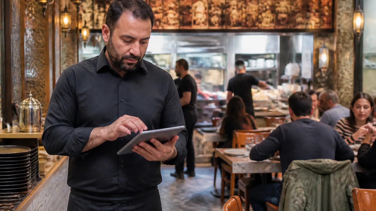 Restoran sahibi QR menü yönetimi yaparken