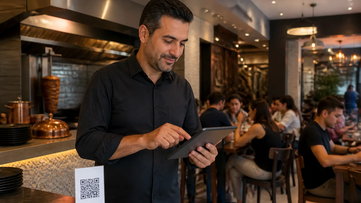 Restoran işletmecisi QR menü kullanırken