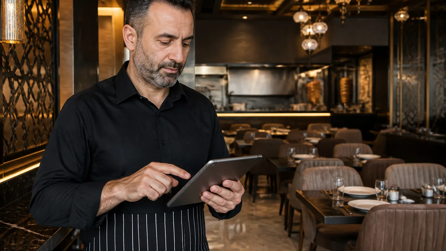 Türk restoran sahibi dijital menü kullanırken
