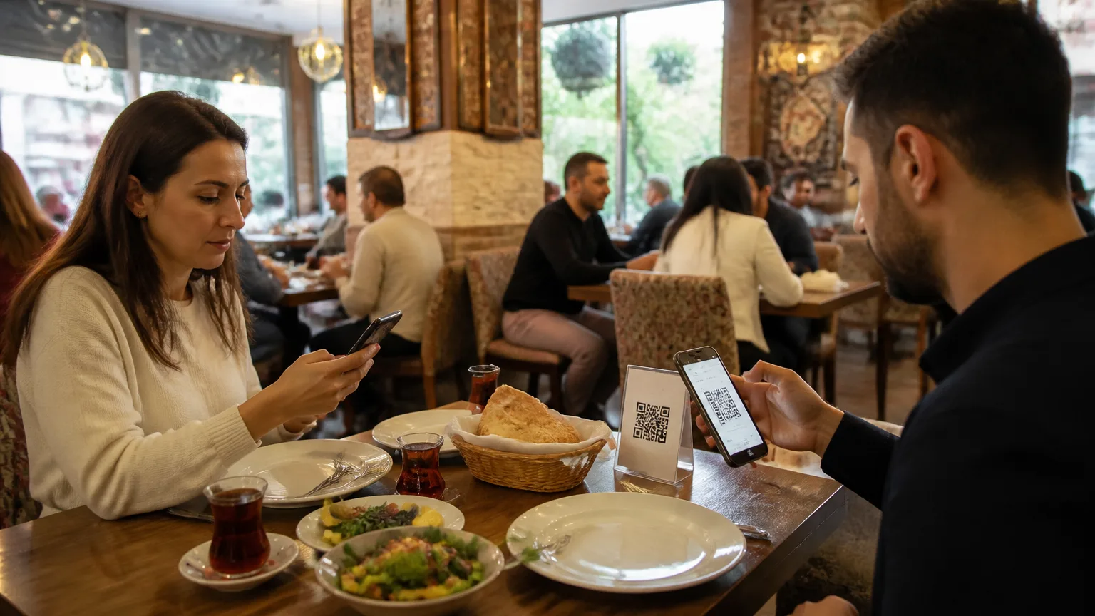 Restoran Sahnesi Karekod Menü Güncelleme