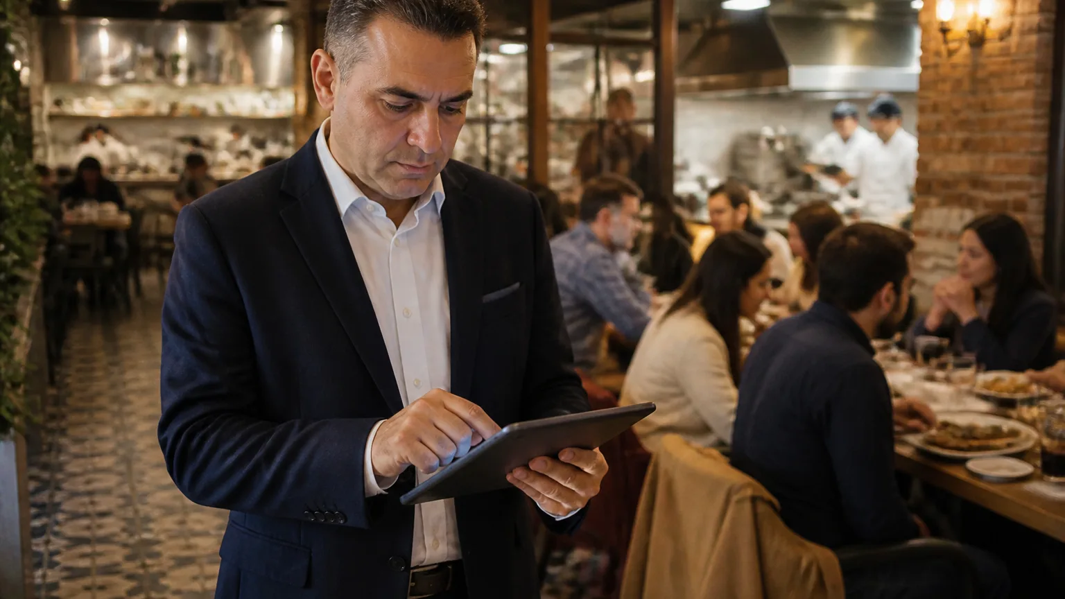 Türk restoranında masa yönetimi yapan işletmeci