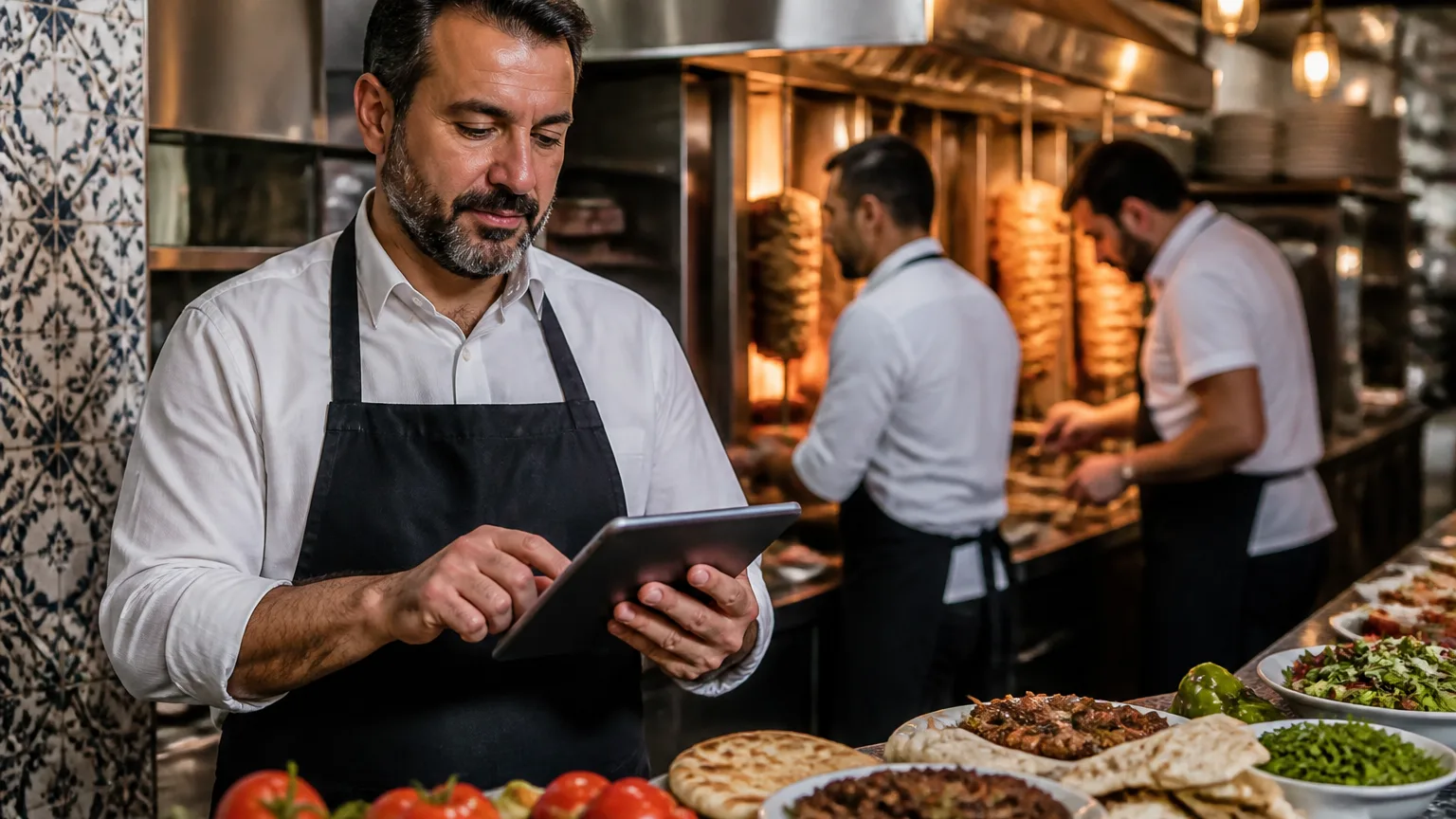 Türk restoran sahibi menü fiyatlarını hesaplıyor